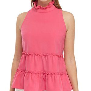 Crown & Ivy Top Size Large Peplum Tank Sleeveless Ruffle